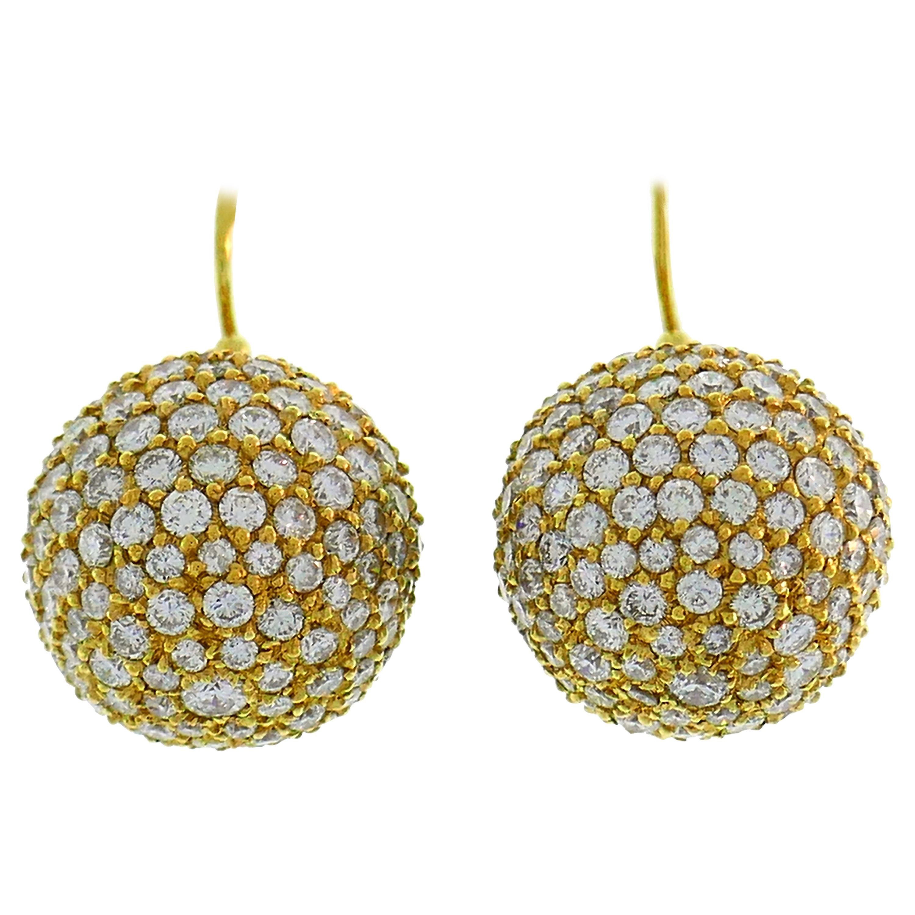 Diamond Yellow Gold Ball Earrings