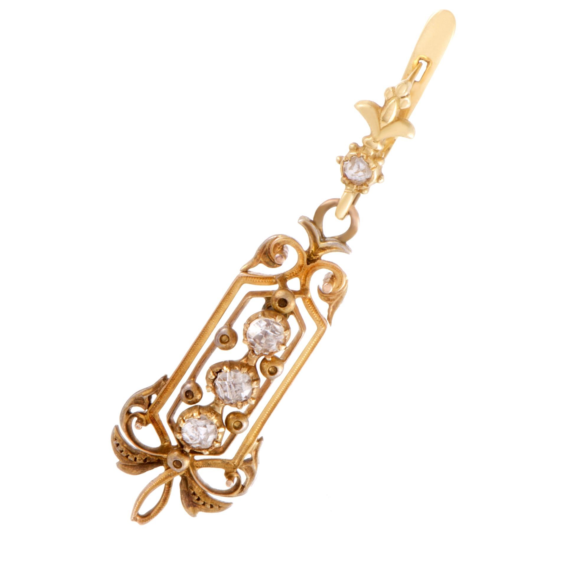 Women's Diamond Yellow Gold Dangle Earrings