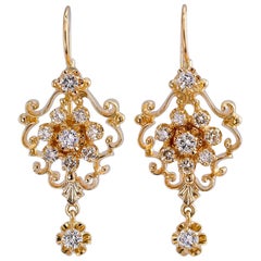 Diamond Yellow Gold Drop Earrings