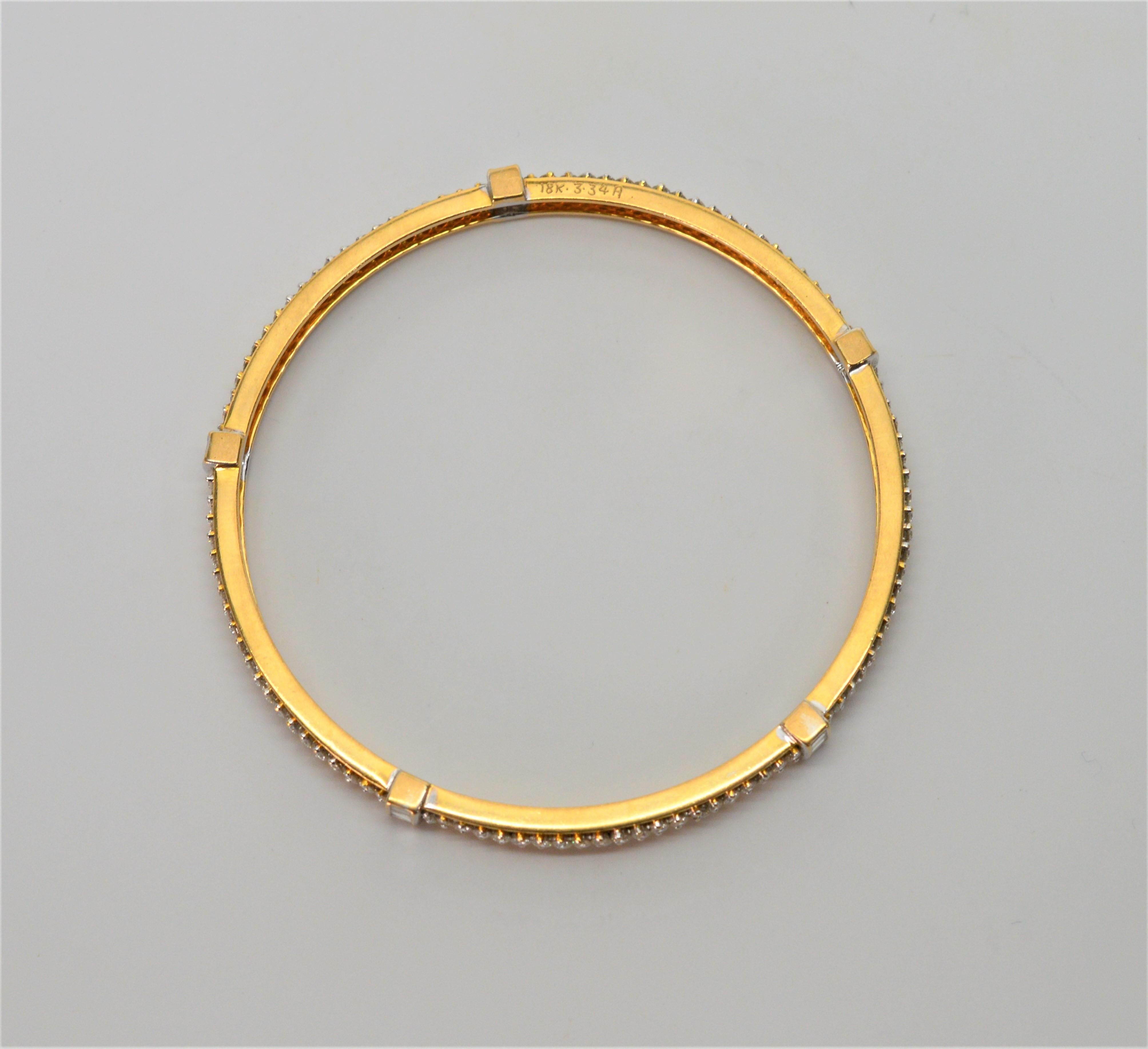 Women's Diamond Yellow Gold Eternity Bangle Bracelet