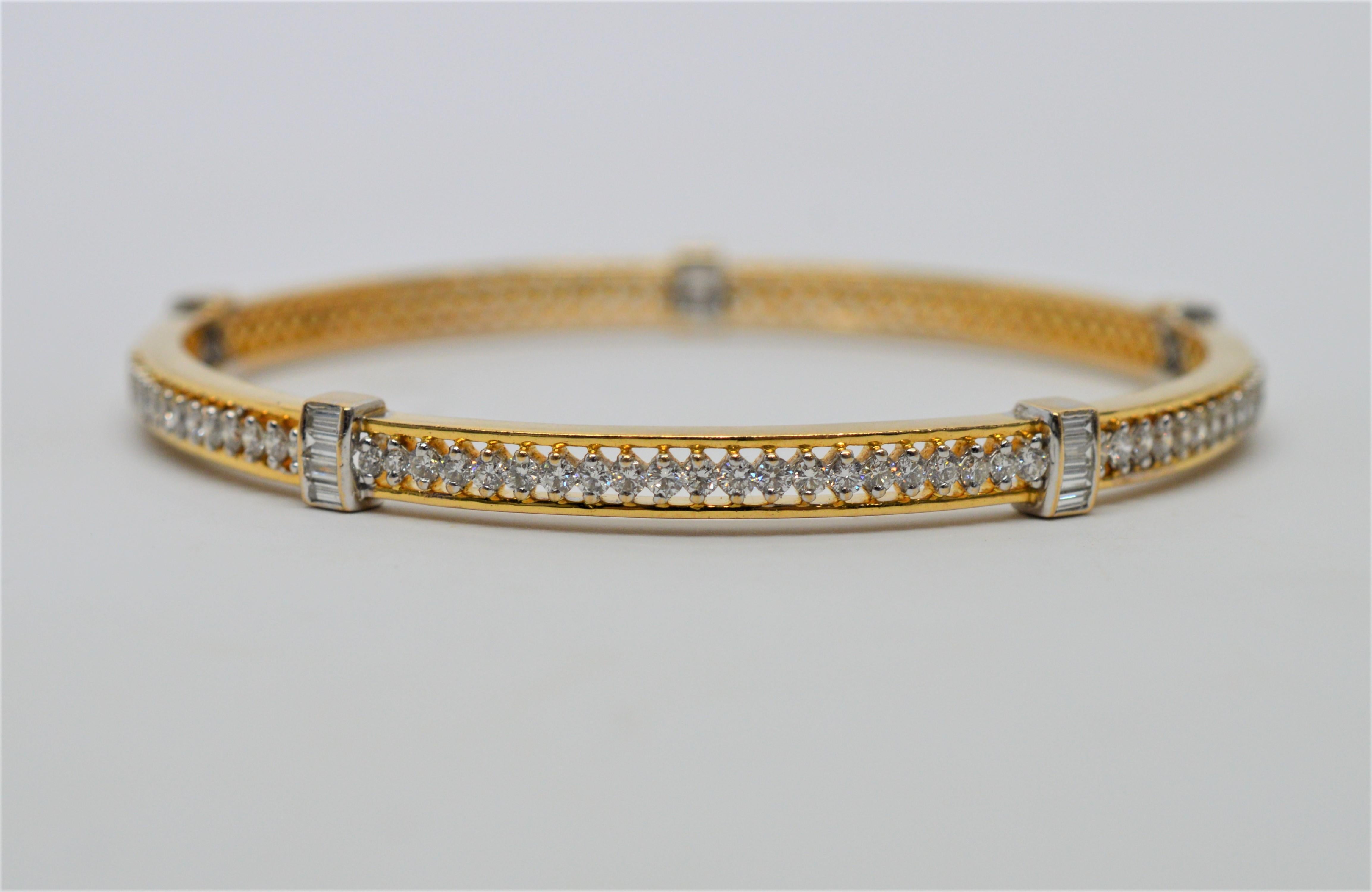 Diamond Yellow Gold Eternity Bangle Bracelet 1
