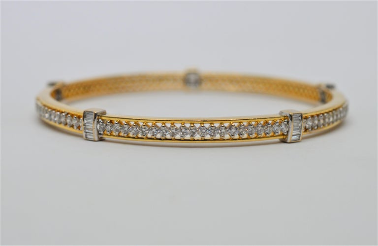 Diamond Yellow Gold Eternity Bangle Bracelet at 1stDibs