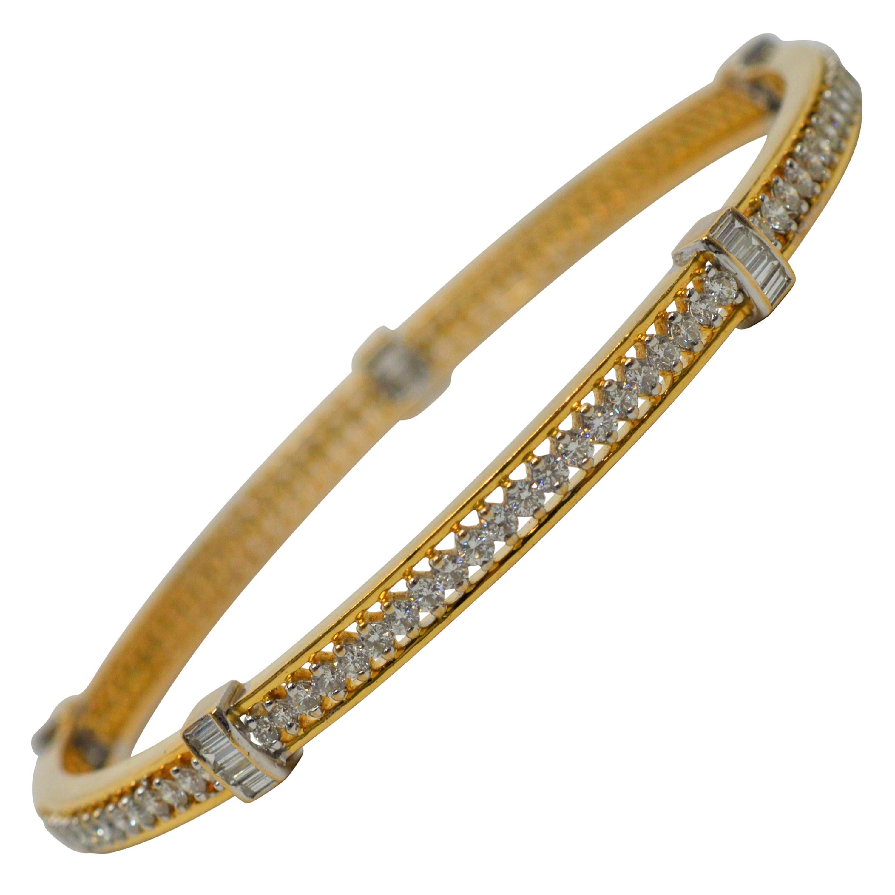 Diamond Yellow Gold Eternity Bangle Bracelet