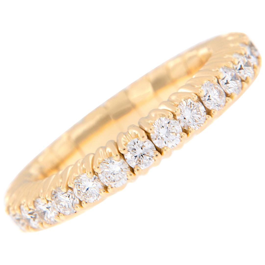 18 Karat Yellow Gold Diamond Eternity Stretchable Band Ring