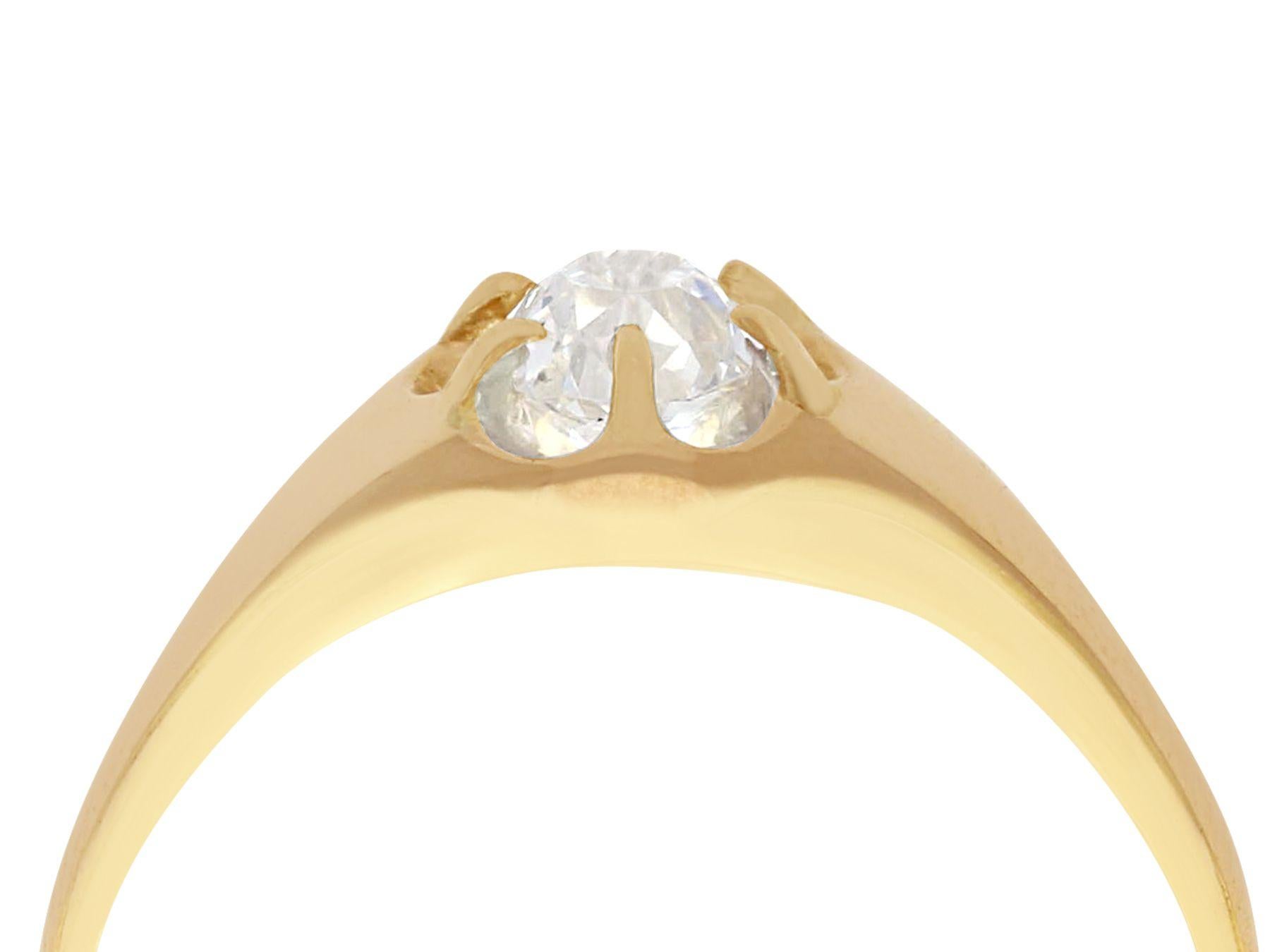 Herren Solitär-Ring aus Gelbgold mit Diamanten (Alteuropäischer Schliff) im Angebot