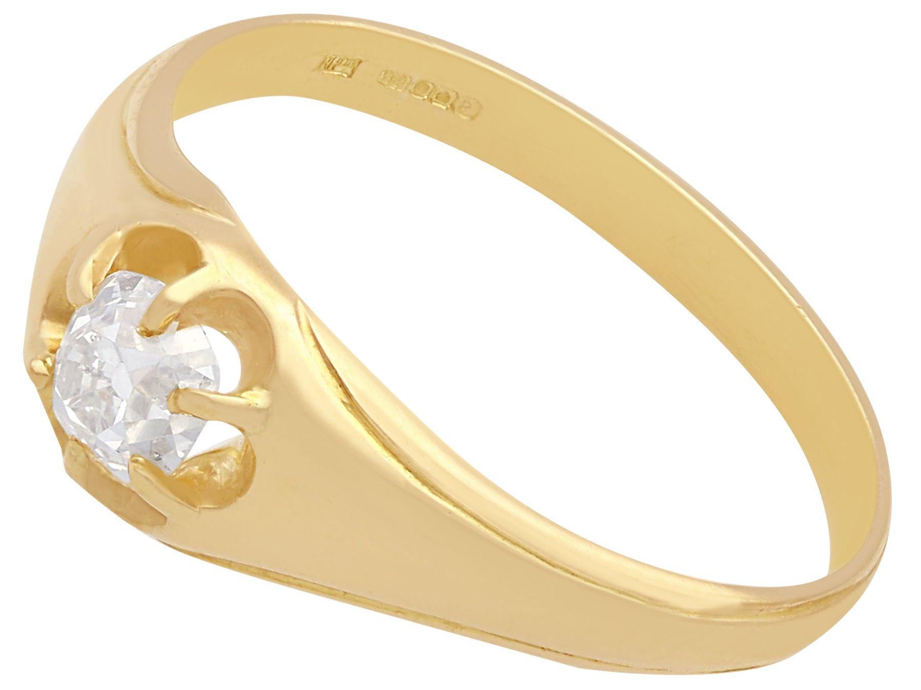 Herren Solitär-Ring aus Gelbgold mit Diamanten im Zustand „Hervorragend“ im Angebot in Jesmond, Newcastle Upon Tyne