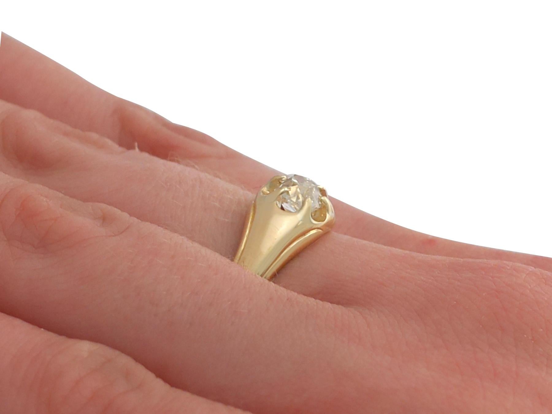 Women's or Men's Diamond Yellow Gold Gent's Solitaire Ring For Sale