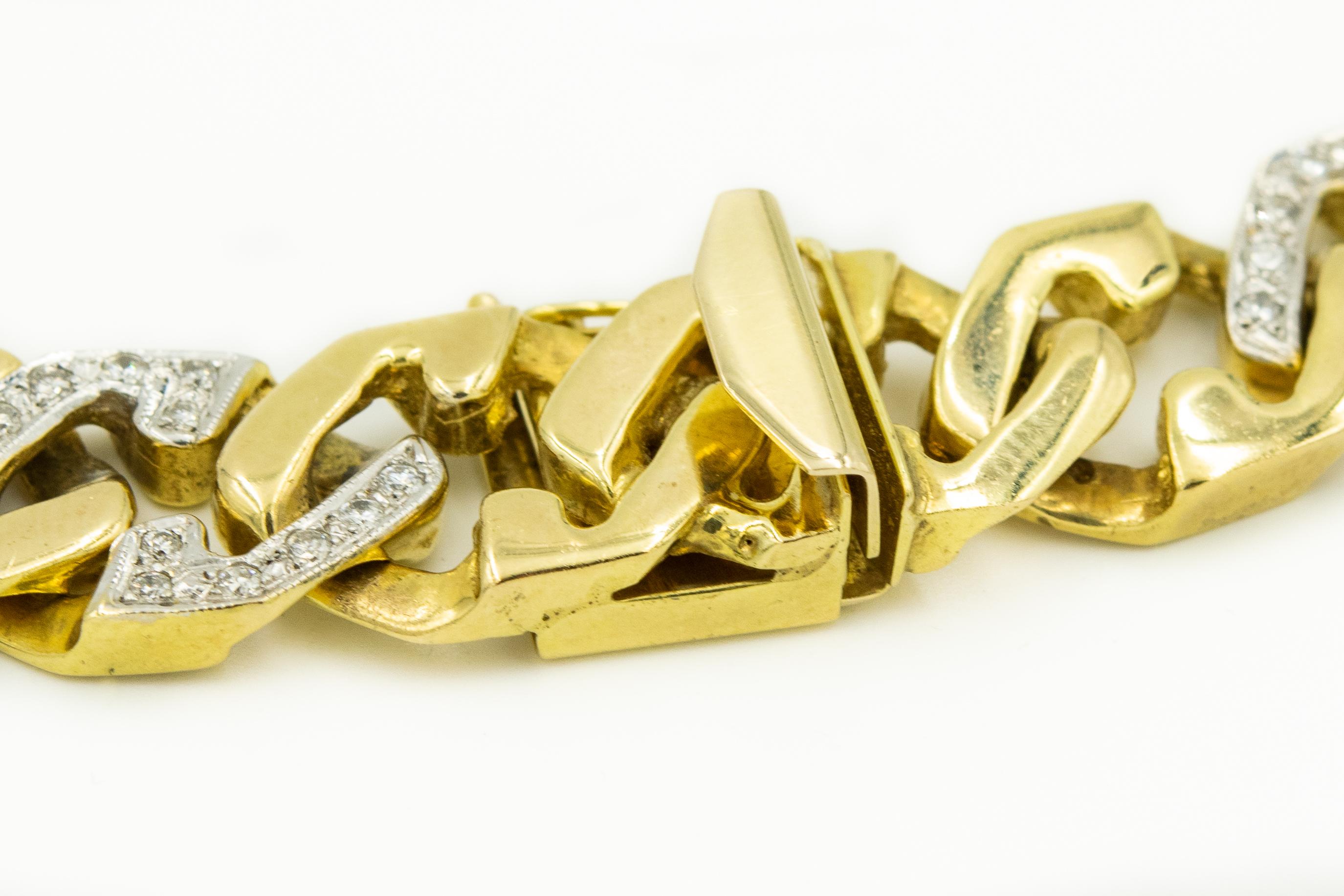 Choker-Halskette, Diamant Gelbgold Geometrisch kubanische Gliederkette Kragen im Zustand „Gut“ in Miami Beach, FL