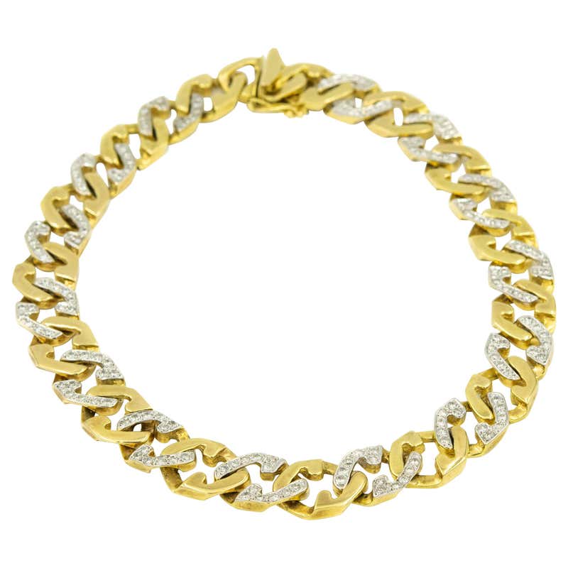 Men's Yellow Gold Diamond Cuban Link Necklace For Sale at 1stDibs