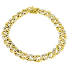Diamond Yellow Gold Geometric Cuban Link Chain Collar Choker Necklace
