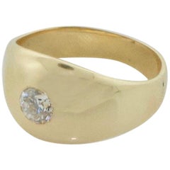 Diamond Yellow Gold Gypsy Style Pinky Ring, circa 1950s