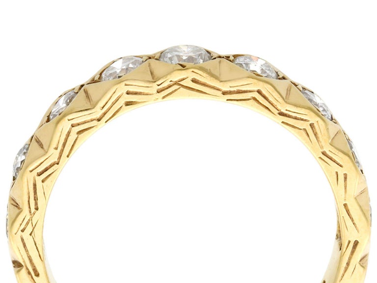 Diamond Yellow Gold Half Eternity Engagement Ring For Sale at 1stDibs