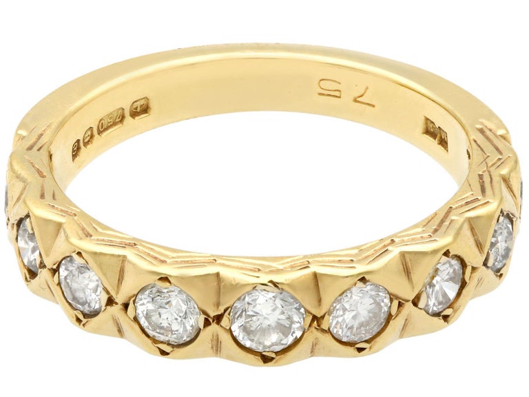 Diamond Yellow Gold Half Eternity Engagement Ring For Sale at 1stDibs