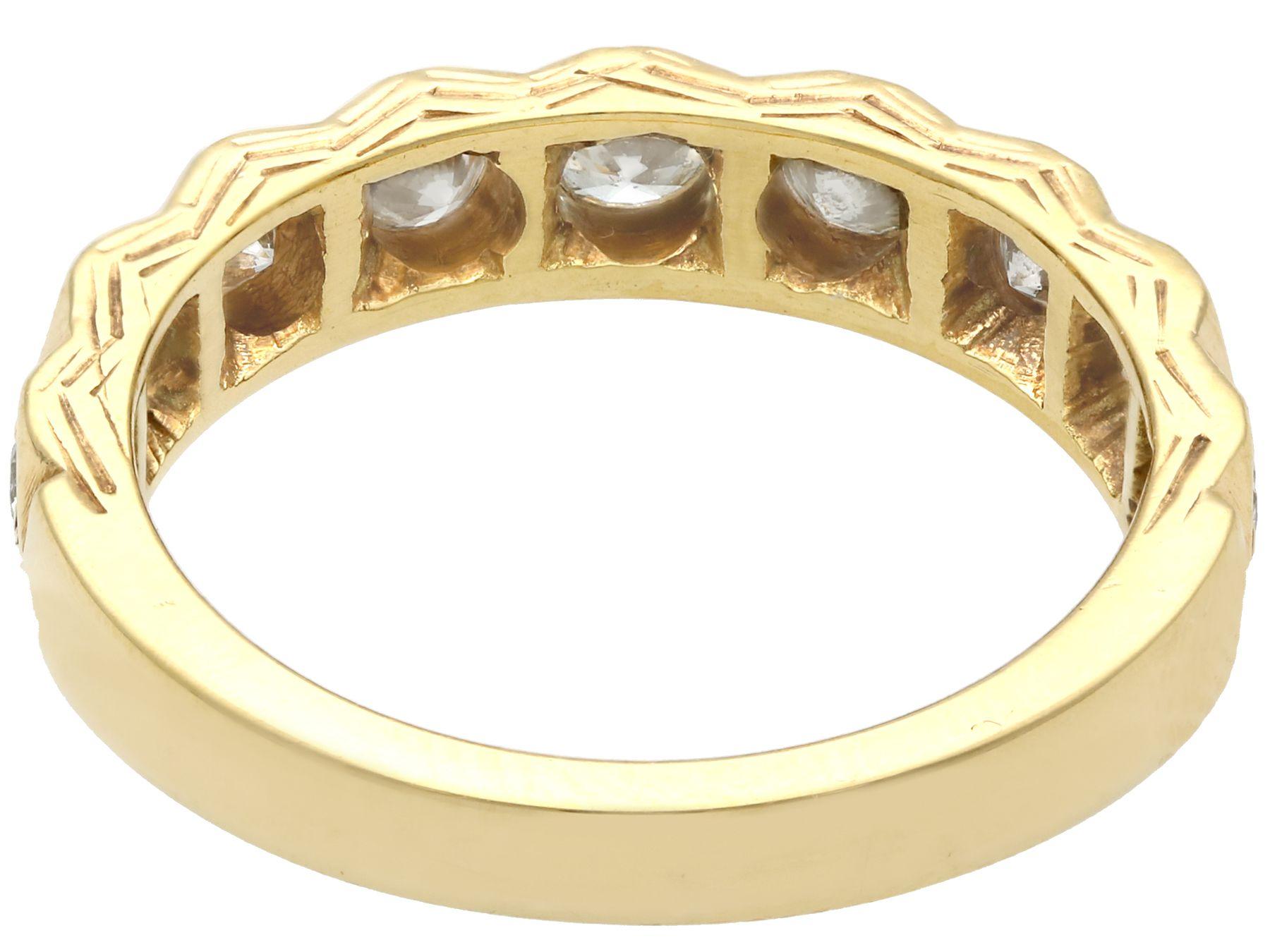 Round Cut Diamond Yellow Gold Half Eternity Engagement Ring