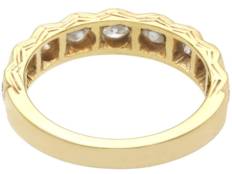Diamond Yellow Gold Half Eternity Engagement Ring For Sale at 1stDibs