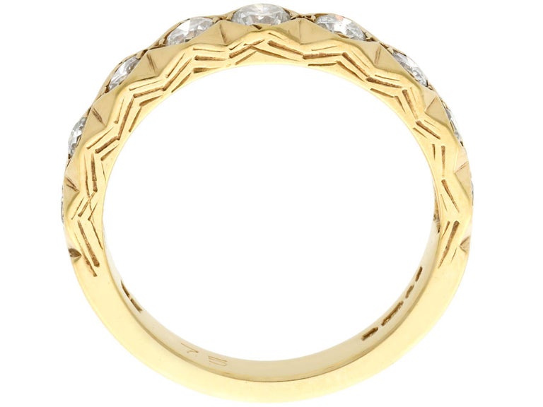 Diamond Yellow Gold Half Eternity Engagement Ring For Sale at 1stDibs