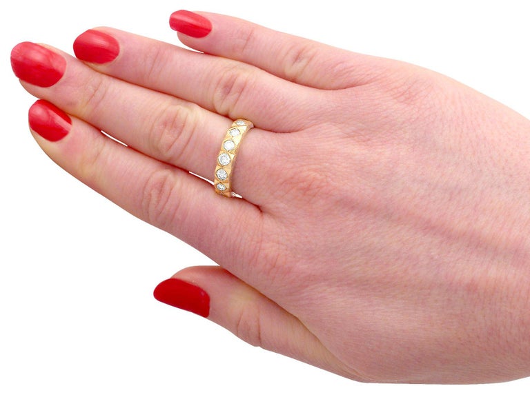 Diamond Yellow Gold Half Eternity Engagement Ring For Sale at 1stDibs