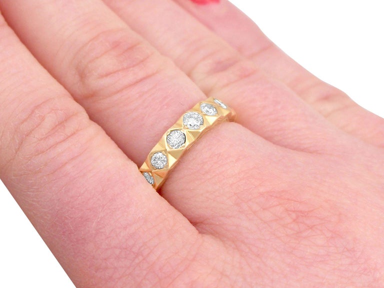 Diamond Yellow Gold Half Eternity Engagement Ring For Sale at 1stDibs