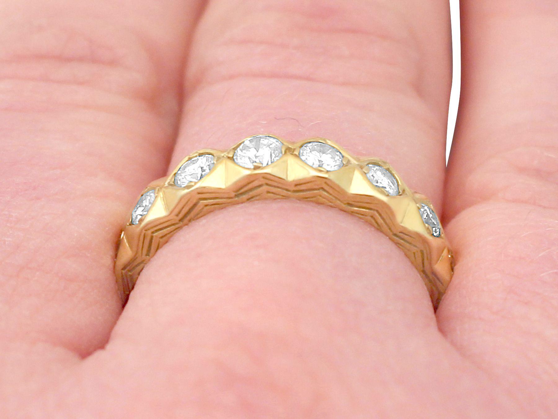 Diamond Yellow Gold Half Eternity Engagement Ring 2