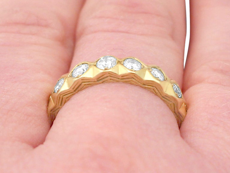 Diamond Yellow Gold Half Eternity Engagement Ring For Sale at 1stDibs