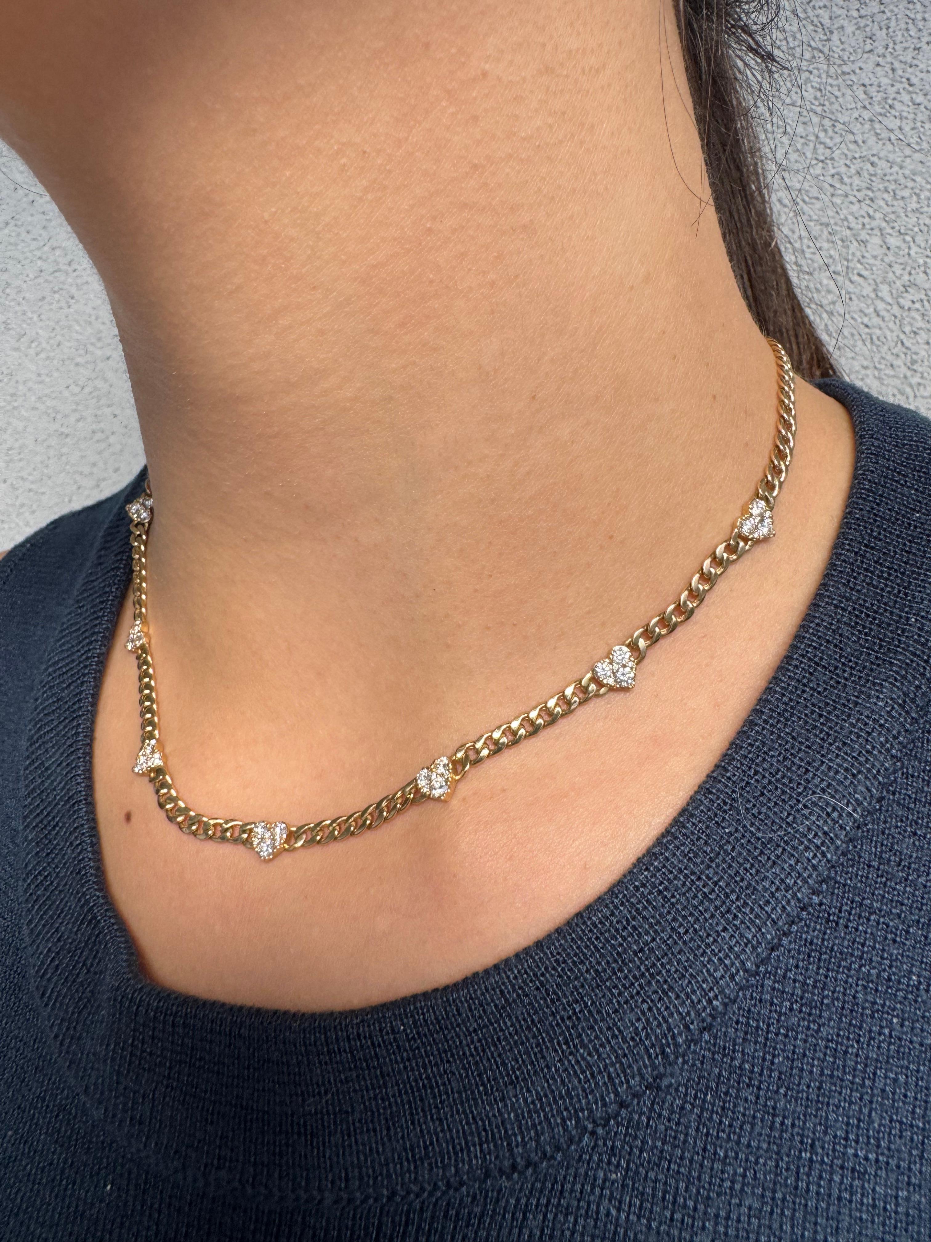 Collier à maillons en or jaune et diamants en forme de coeur en vente 1