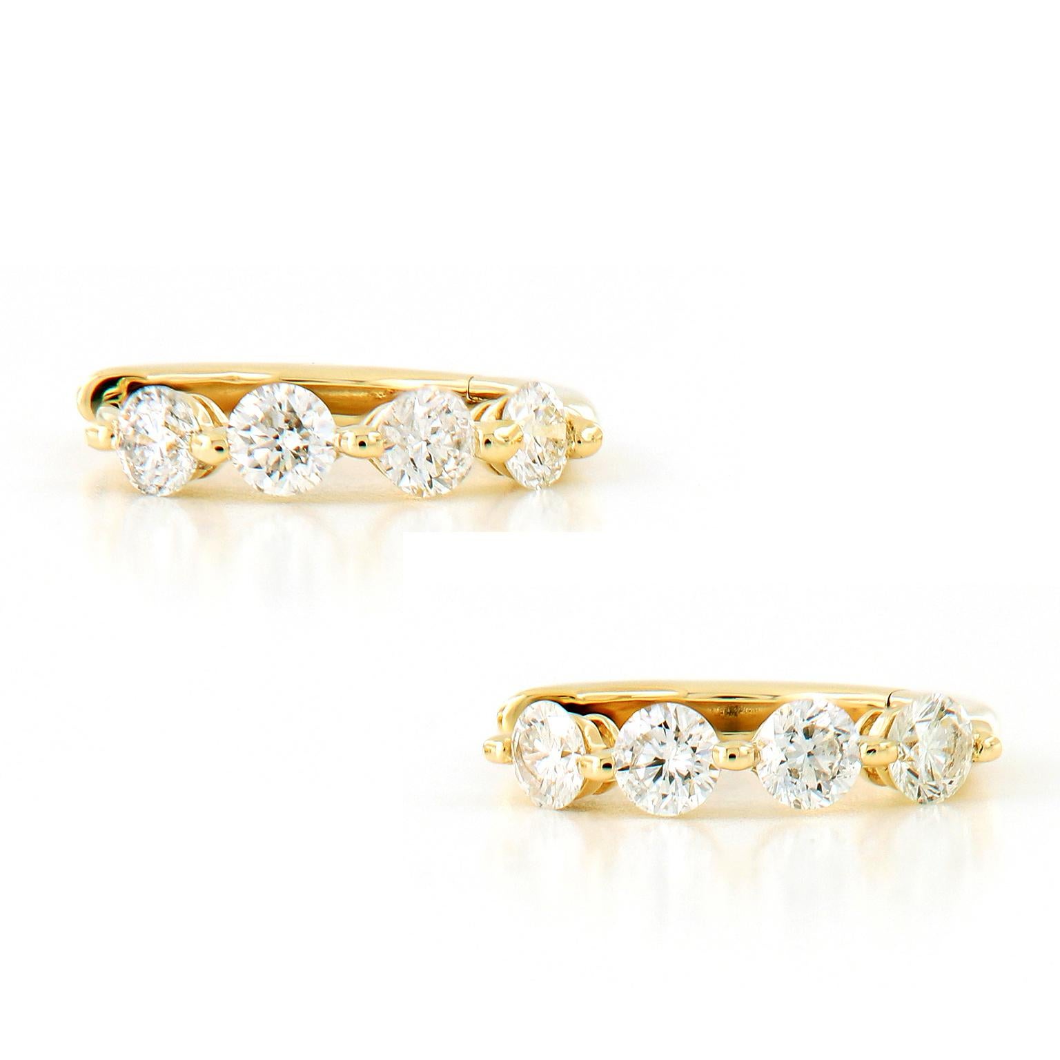 18 Karat Yellow Gold Diamond Huggy Hoop Earrings In New Condition In Troy, MI