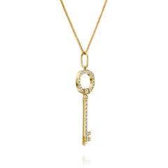 Diamond Yellow Gold Key Pendant