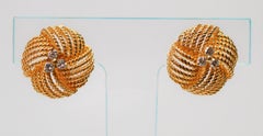 Diamond Yellow Gold Knot Stud Earrings