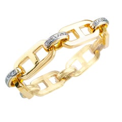 Diamond Yellow Gold Link Bracelet