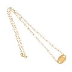 Diamond Yellow Gold Oval Pendant Necklace