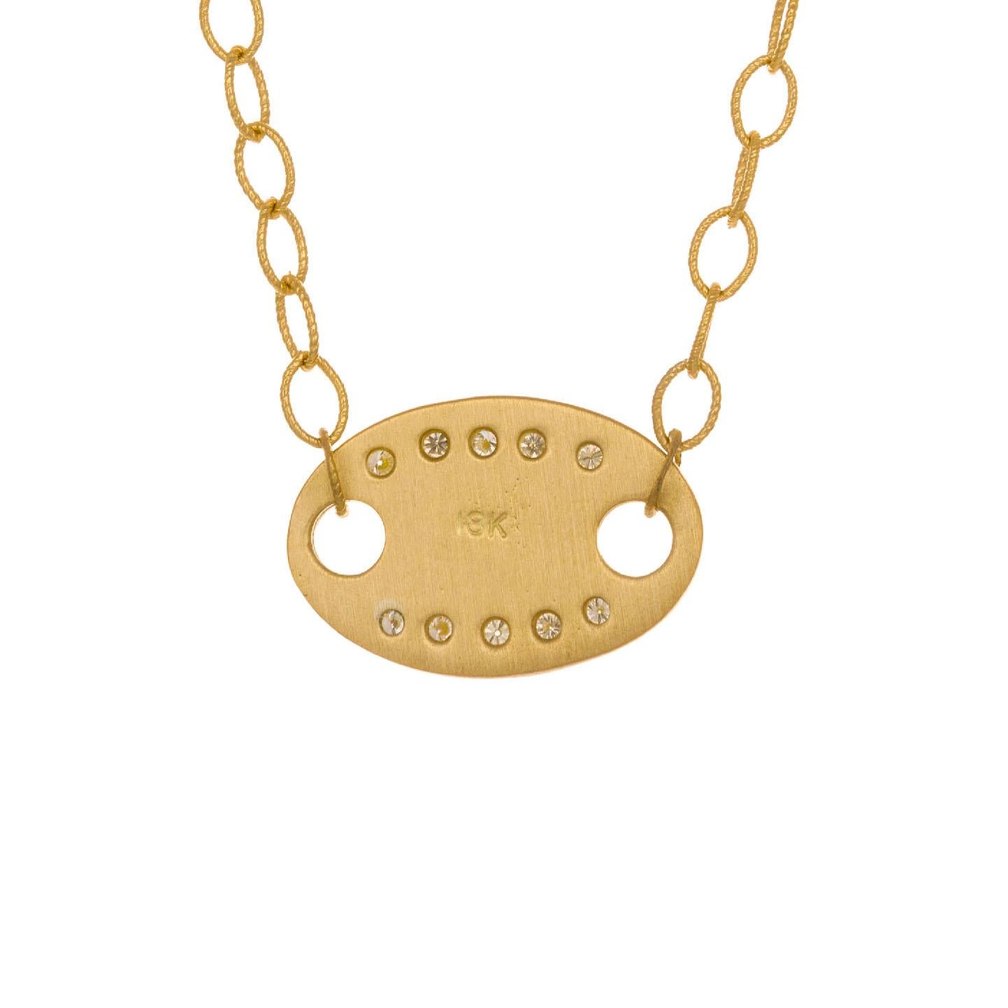 Ovaler Diamant-Halskette mit Gelbgold-Anhänger im Zustand „Hervorragend“ im Angebot in Stamford, CT