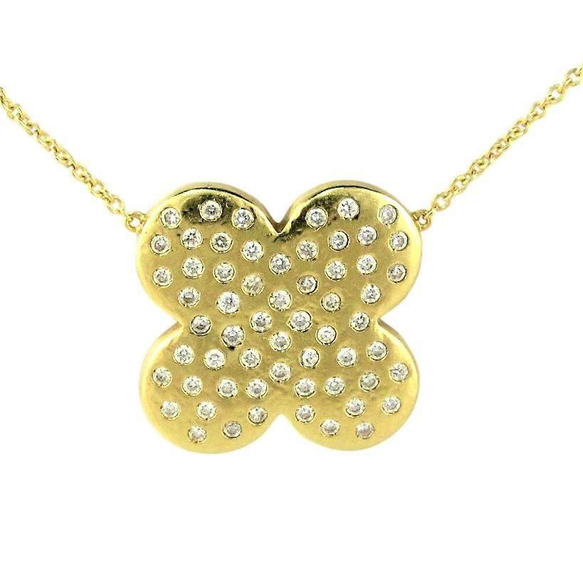 Contemporary Diamond LOVE Gold Flower Pendant with Magic DIAMOND MESSAGE of LOVE For Sale