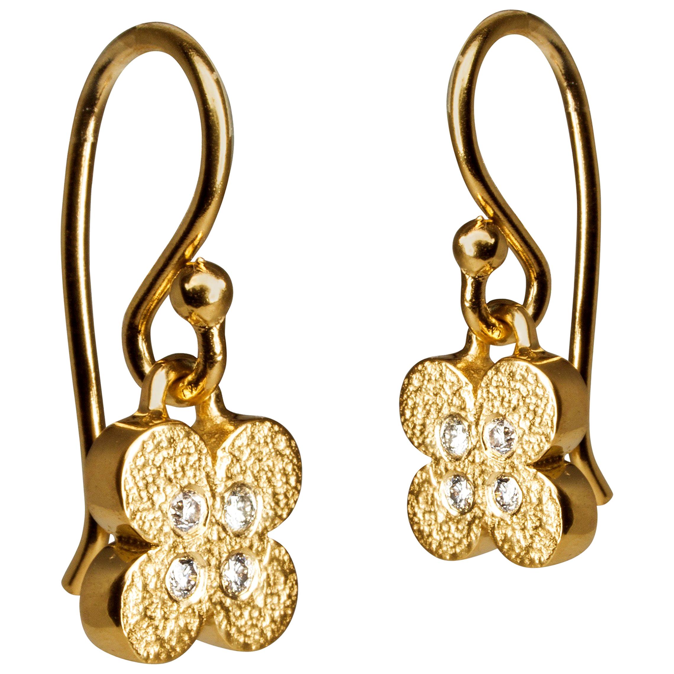 Diamond Dangle Drop Flower Earrings for DIAMONDS in the SKY Collection For Sale