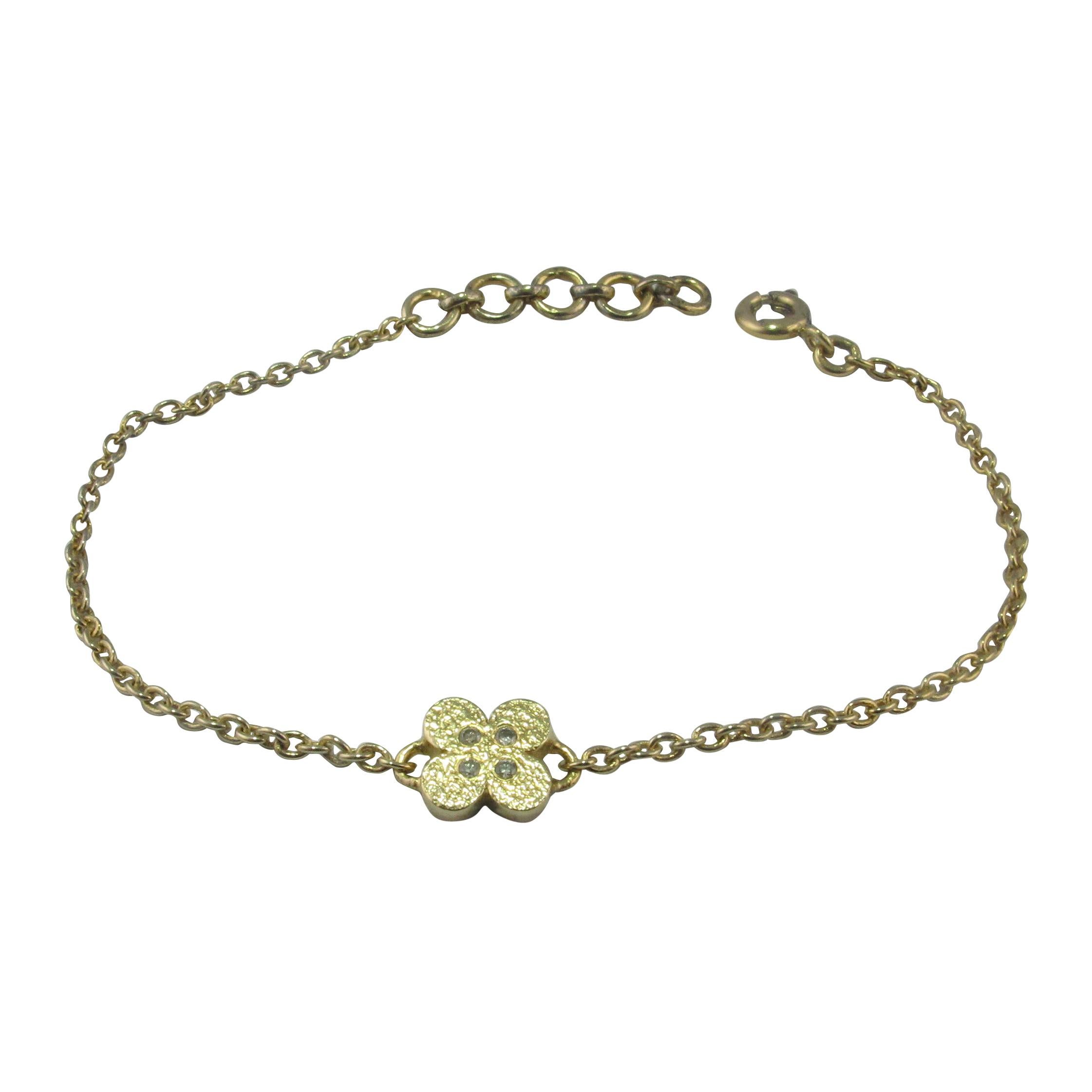 Diamond Yellow Gold-Plated Flower Bracelet for Diamonds in the Sky Collection For Sale