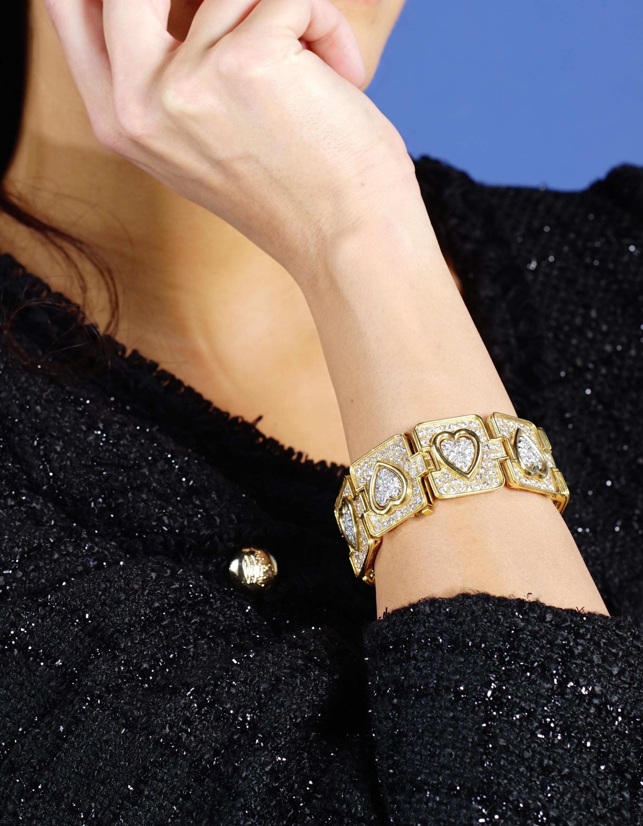 Diamant-Armband aus Gelbgold und Platin mit Diamanten im Zustand „Hervorragend“ im Angebot in Geneva, CH