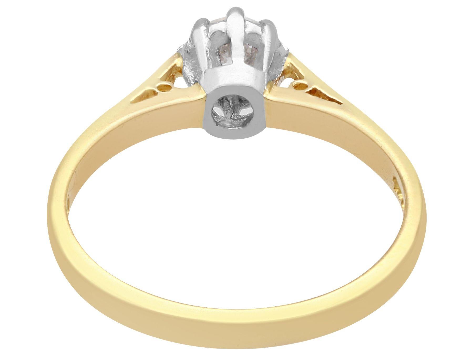 Diamond Yellow Gold and Platinum Set Solitaire Engagement Ring For Sale 1
