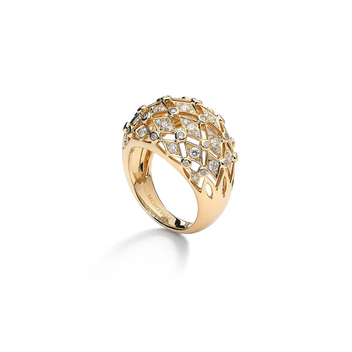 Contemporary Diamond Yellow Gold Ring For Sale