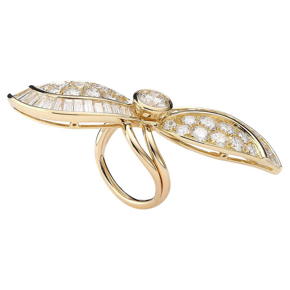 Diamond Yellow Gold Ring For Sale