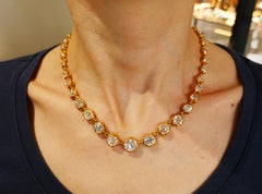Diamond Yellow Gold Riviere Necklace Victorian