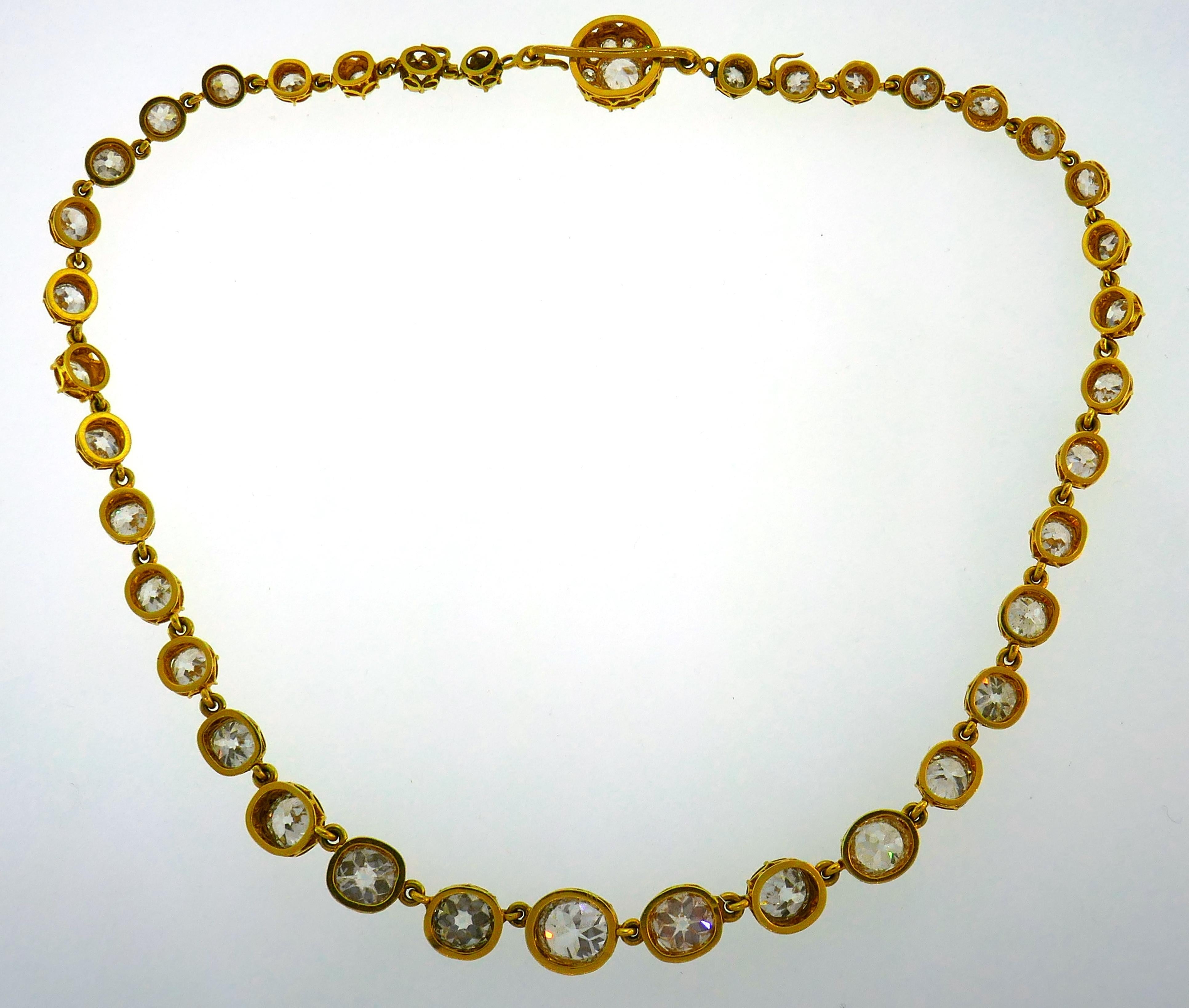 Diamond Yellow Gold Riviere Necklace Victorian 1