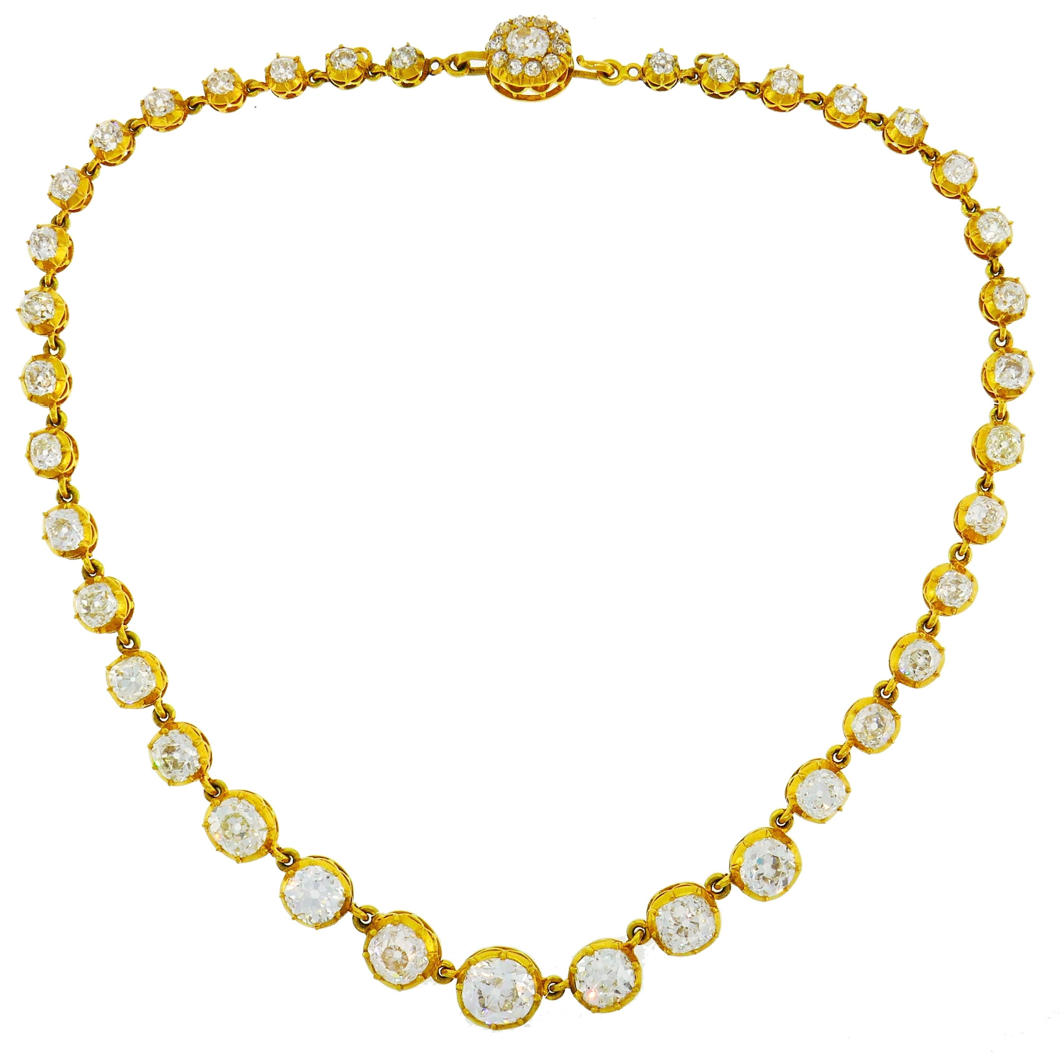 Diamond Yellow Gold Riviere Necklace Victorian
