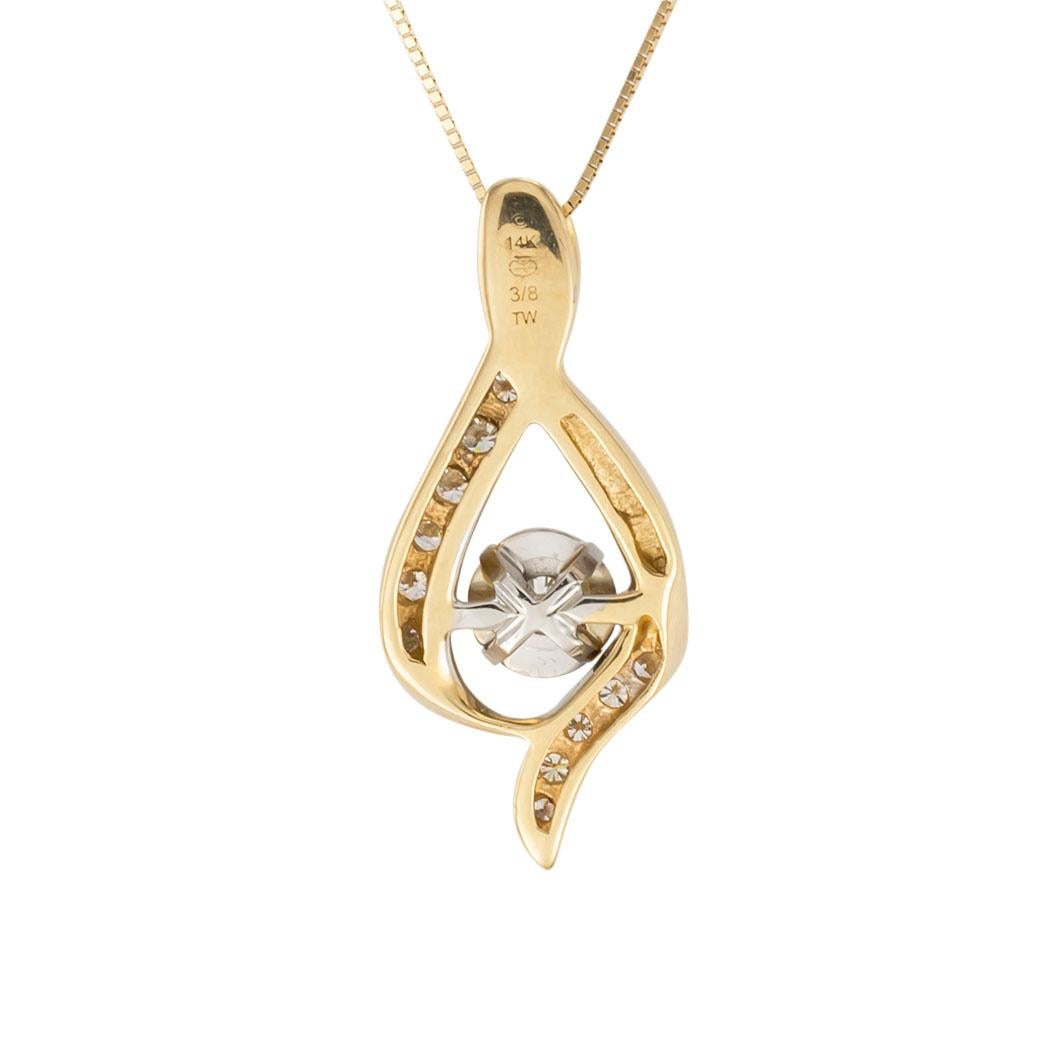 Diamond Yellow Gold Teardrop Shaped Slide Pendant Necklace In Good Condition In Los Angeles, CA