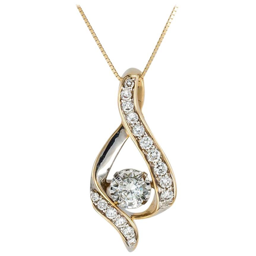 Diamond Yellow Gold Teardrop Shaped Slide Pendant Necklace