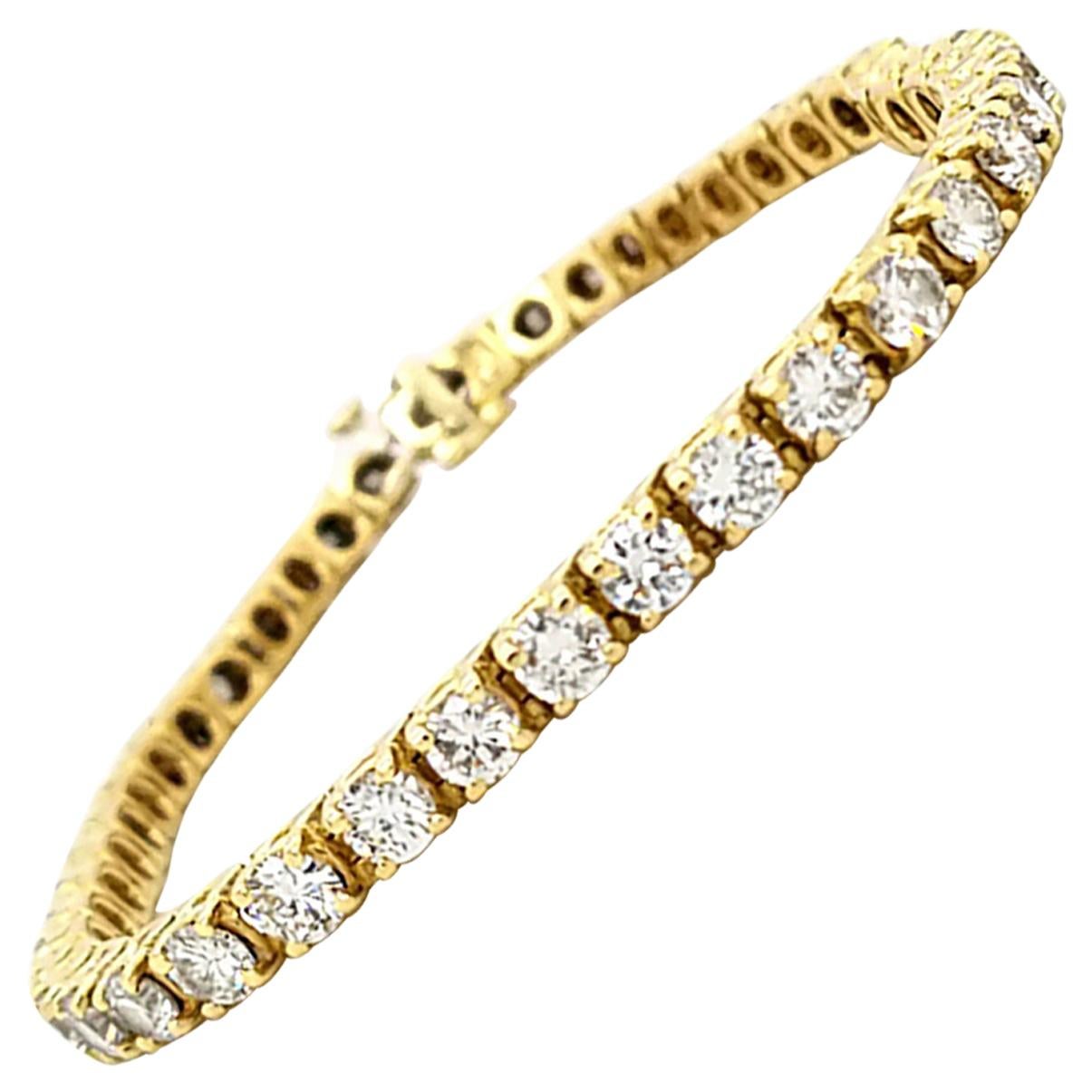 Spectra Fine Jewelry Diamond Yellow Gold Tennis Bracelet In New Condition For Sale In New York, NY