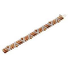 Diamond Yellow Gold V Link Bracelet
