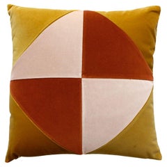 Diamond Yellow Mustard & Brick Velvet Deluxe Handmade Decorative Cushion