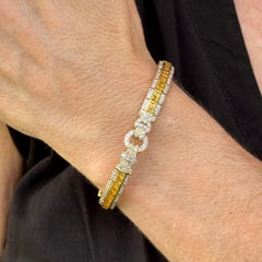 Diamond & Yellow Sapphire 18 Karat Yellow Gold Modern Link Bracelet
