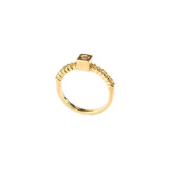 Diamond Yellow Sapphire 18 Karat Yellow Gold Square Box Bridal Solitaire Ring