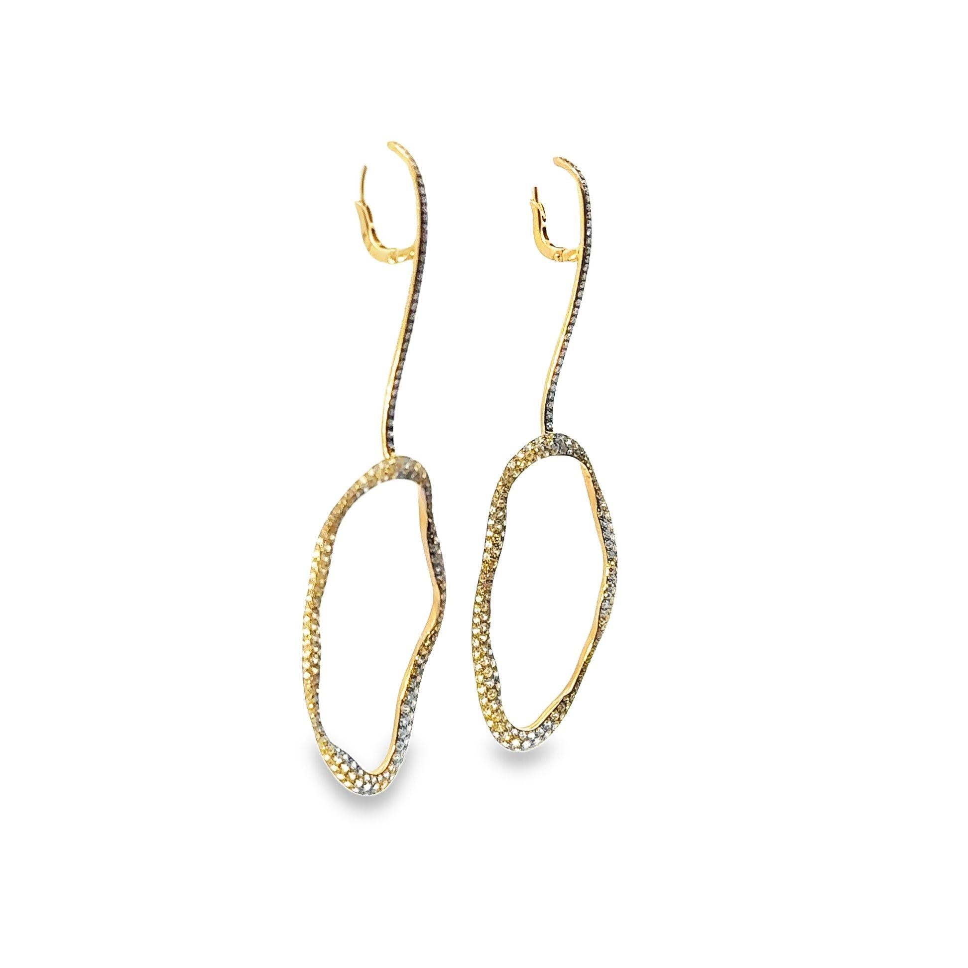 Women's Diamond & Yellow Sapphire 18k Yellow Gold Dangle Earrings For Sale