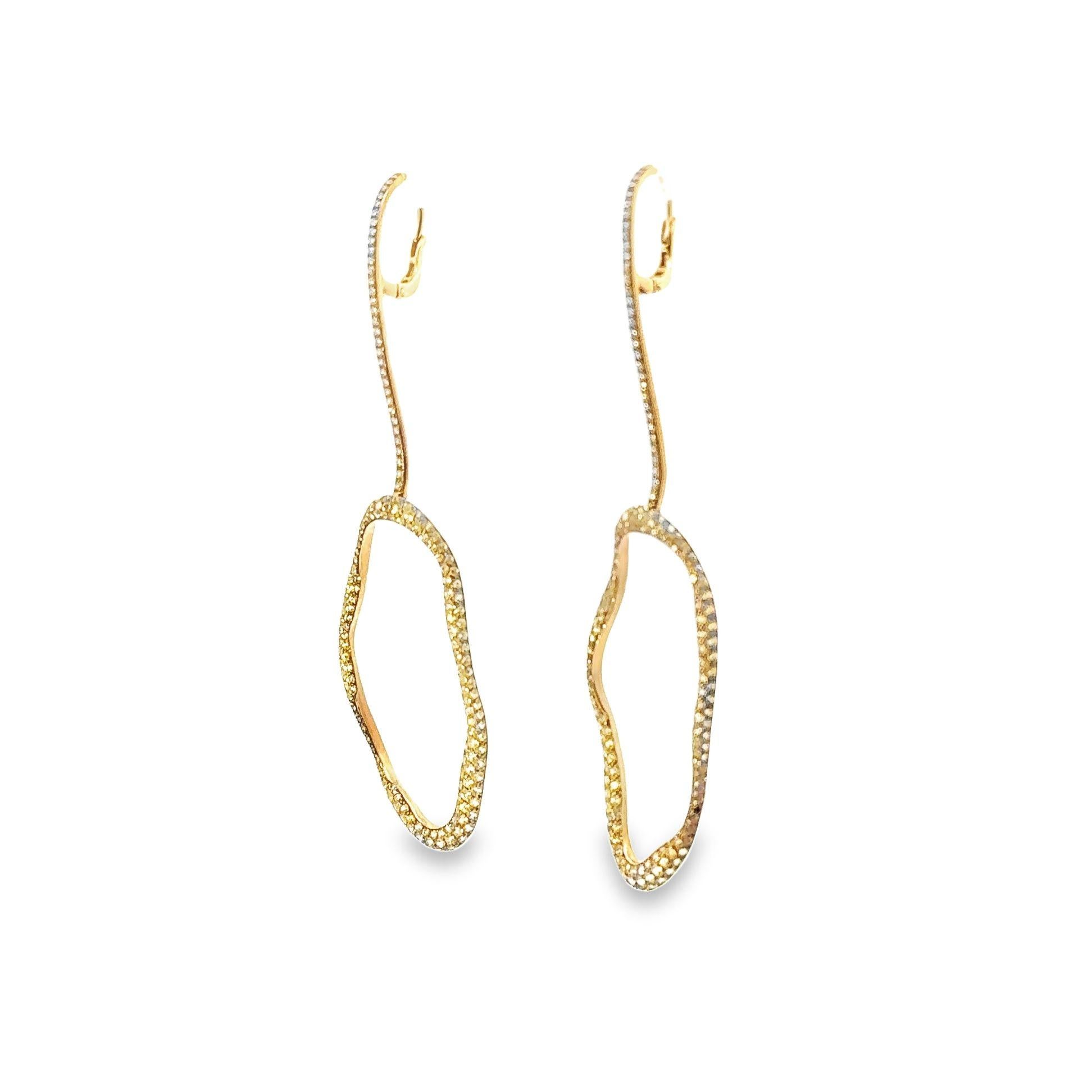Diamond & Yellow Sapphire 18k Yellow Gold Dangle Earrings For Sale 1